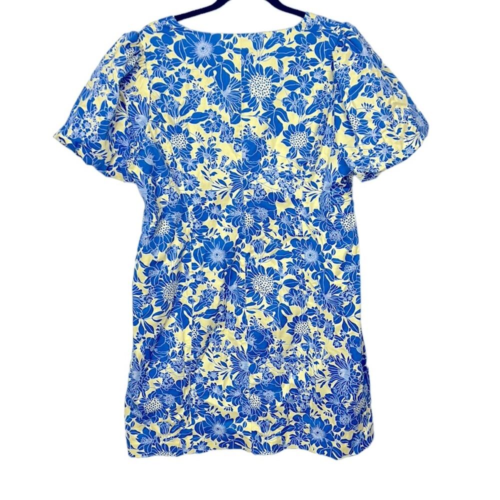 NWT J. Crew blue floral Twill Puff-Sleeve Mini Dress women’s size 18 - Picture 8 of 9